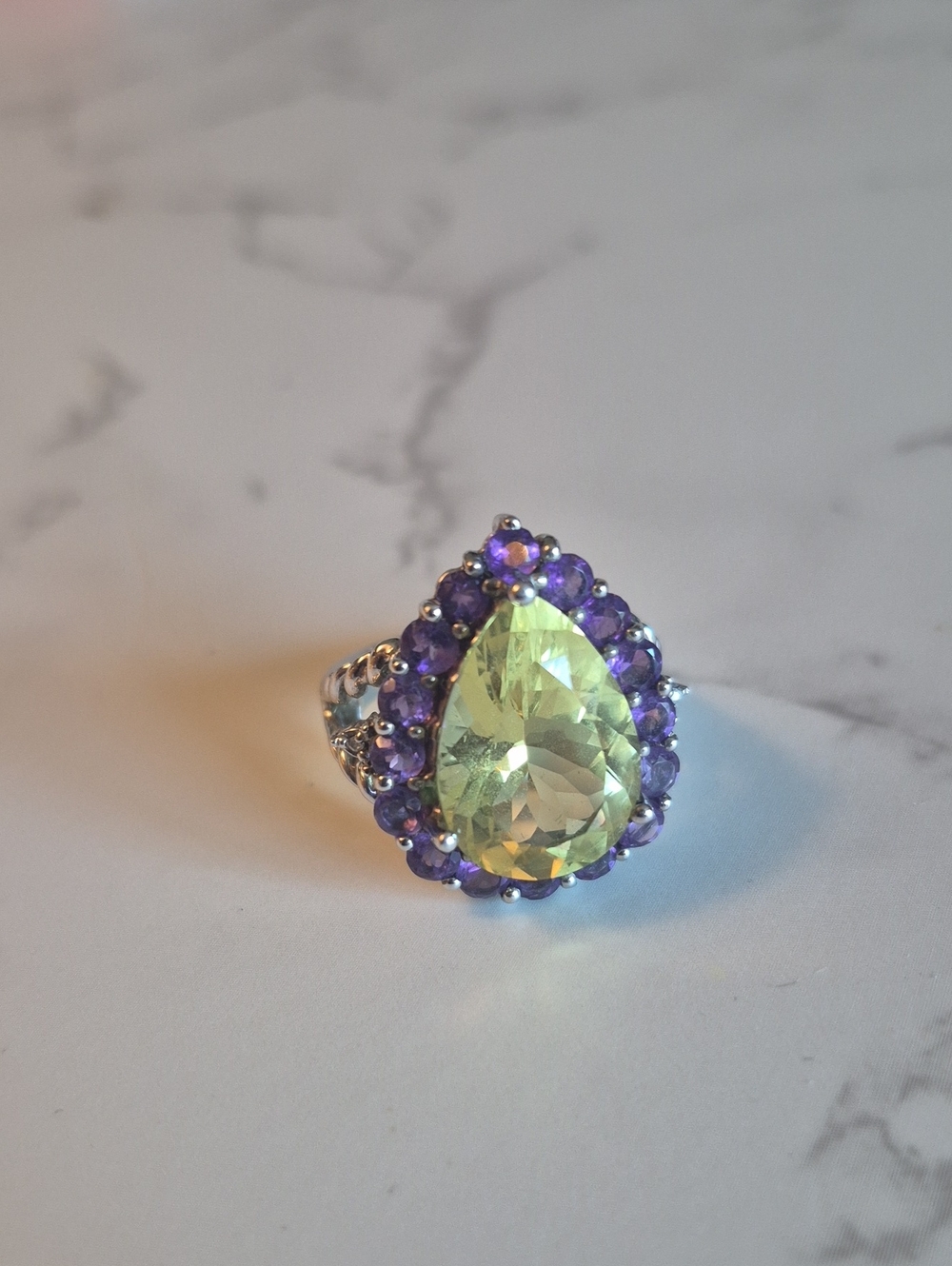 Authentic Signed Jane Seymour Sterling Silver Genuine Lemon Quartz & Amethyst